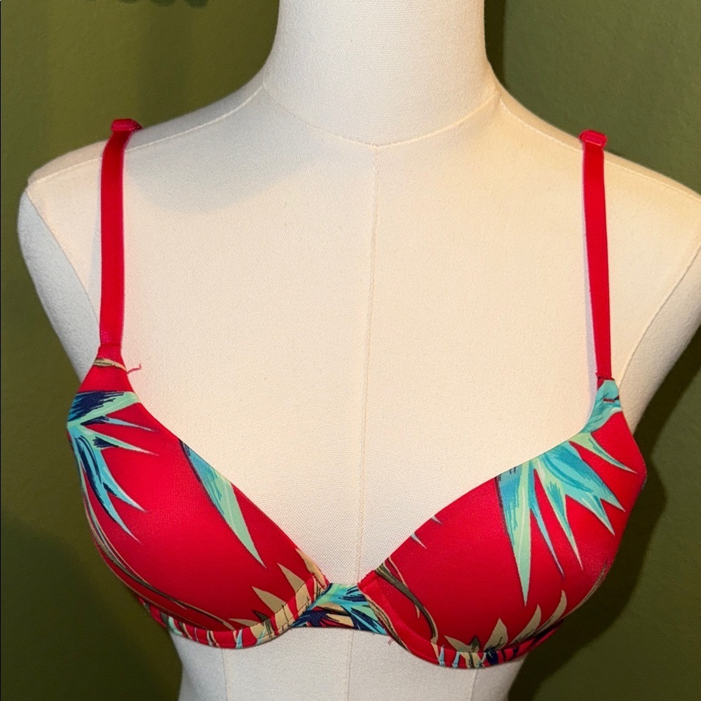 PINK by VS Tropical Print Red Bra